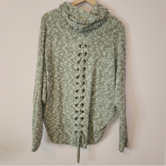 ARIELLA Women’s Cowl Neck Brushed Lace Up Back, color Silver, size L - Picture 12 of 12